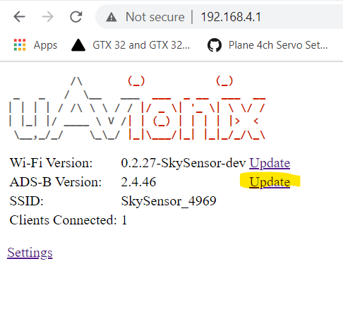 Update SkySensor EXP ADS-B Software - UAvionix